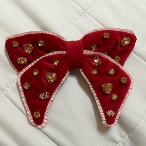 NWOT Lele Sadoughi Valentine’s Red Embellished Bow Barrette